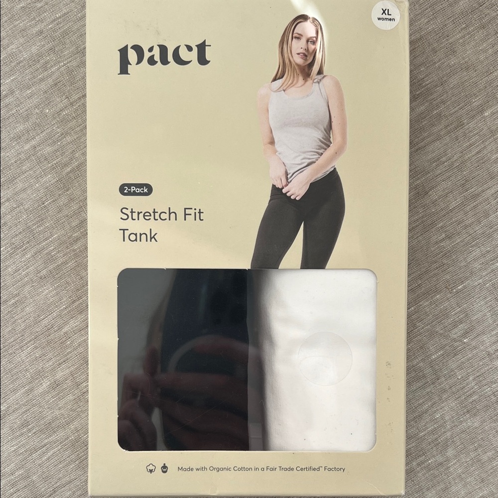 Pact 2-Pack Stretch Fit Tank Black & White